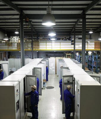 Electrical control cabinet for grain processing plant